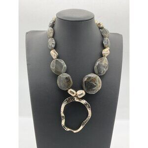Chicos Chunky Stones and Mixed Metal Accent Statement Necklace